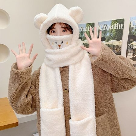 4-i-1 Varmt Sæt – Hue, Halstørklæde, Handsker og Maske i Hygge Design