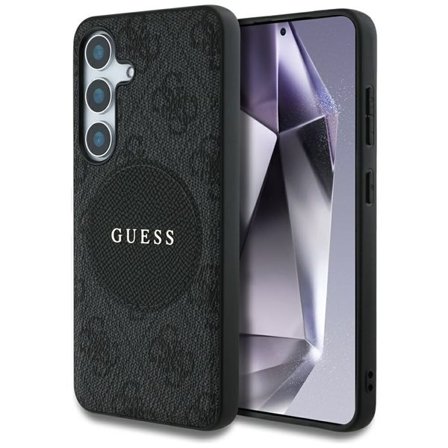 Guess 4G Round Patch Classic Logo MagSafe-etui for Samsung Galaxy S25 Plus svart