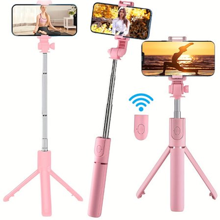 Selfie-tikku kolmijalka langattomalla kaukosäätimellä, laajennettava 360° pyörivä puhelinteline suoratoistoon, videoon ja valokuvaukseen - All-in-One 