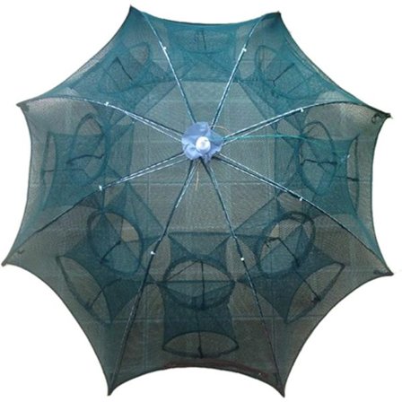 Lysende fiskenet, rejsetrawl, rejsefælde, fiskefælde, sammenklappeligt fiskenet, fortykket og fortykket 16-hullers paraplyfiskenet-max