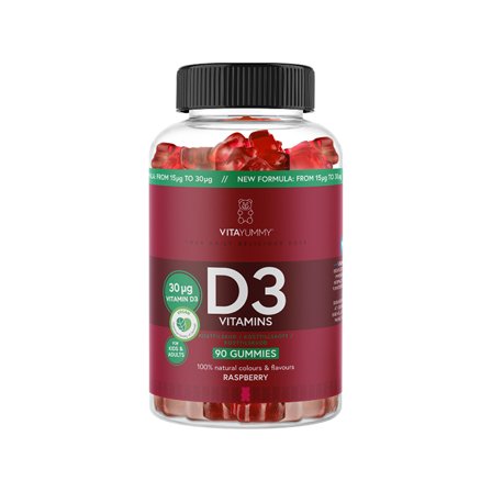 VITAYUMMY D3 Vitamins Bringebær 90 stk Gummies