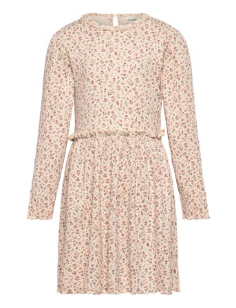 Dress Ls Aop Rib Cream Minymo