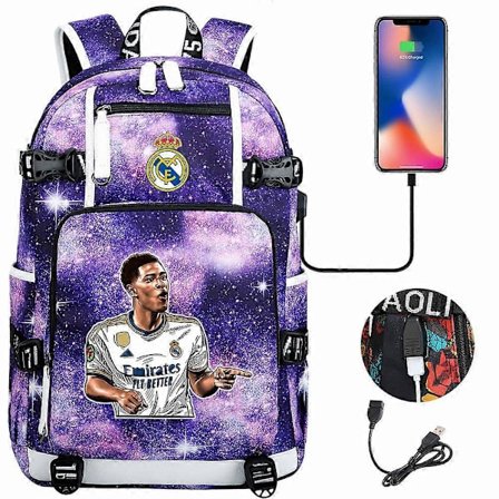 Jude Bellingham -kuviollinen painettu reppu, oppilaan koulukassit, suuri kapasiteetti matkakassi tyyli 28