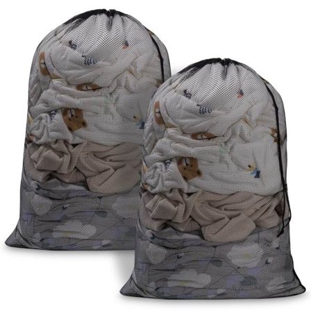 Pyykkipussi Pyykkipussi Suuri pesukoneeseen Pyykkipussi rintaliiveille, alusvaatteille, sukille, leggingseille, sukkahousuille 60 x 90 cm (2 kpl Musta