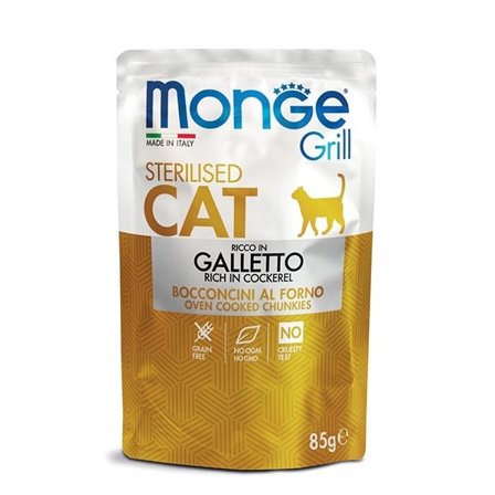 Monge Grill Sterilised Ricco in Galletto Cibo Umido Per Gatti