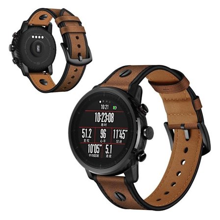 Samsung Gear S3 / Galaxy Watch 46mm ægte læder urrem - Brun Crazy Horse