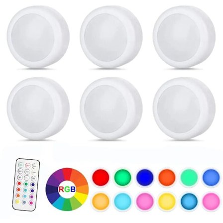 Dele LED RGB skabslys natlys skabsbelysning batteridrevet med fjernbetjening