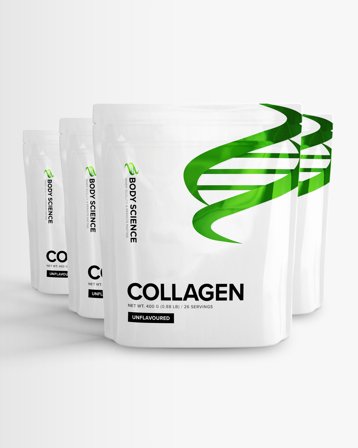 4 x Body Science Collagen - 400g - Unflavoured - Kosttillskott, kollagen, hud & naglar