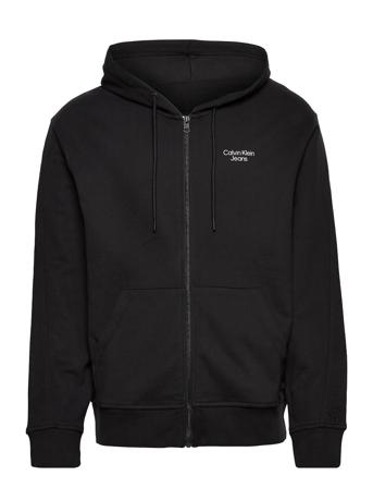 Stacked Logo Zip-Trough Hettegenser Genser Svart Calvin Klein Jeans