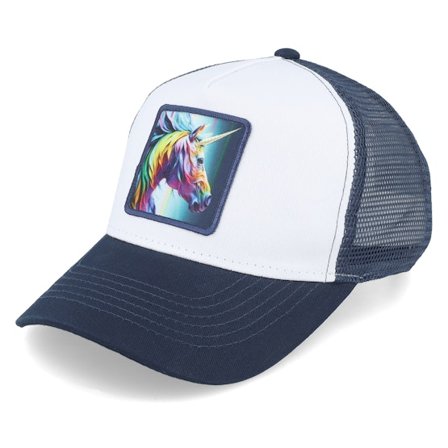 Unicorns - Hvid trucker Kasket - Kids Unicorn Navy/White Trucker @ Hatstore
