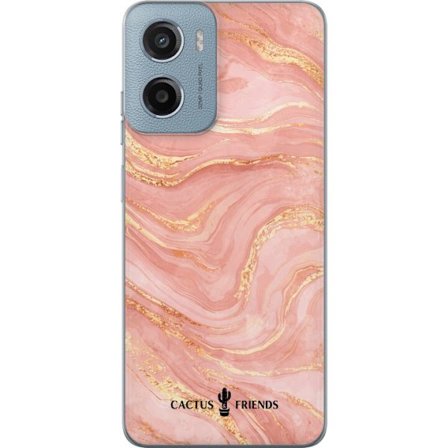 Kompatibelt Mobildeksel til Motorola Motorola Moto E15 Cactus and Friends – RoseGoldFlow