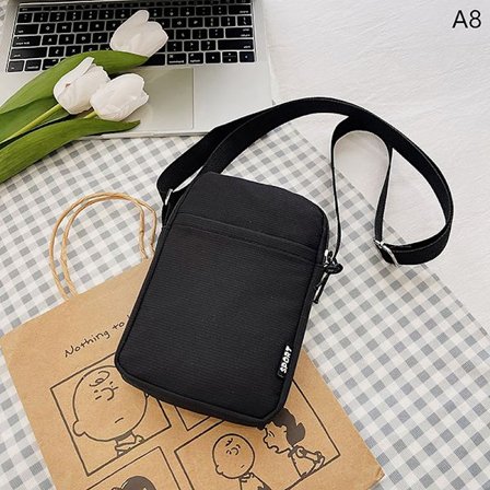 Enkel Trendig aron enfärgad axel Crossbody Canvas Bag Sq