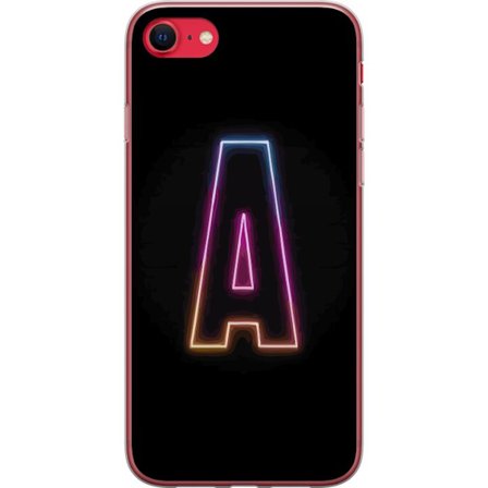 Kompatibel Mobilcover til Apple Apple iPhone 8 Minimalistisk neonbogstav A i regnbuefarvet lys mod sort baggrund i moderne typografisk stil