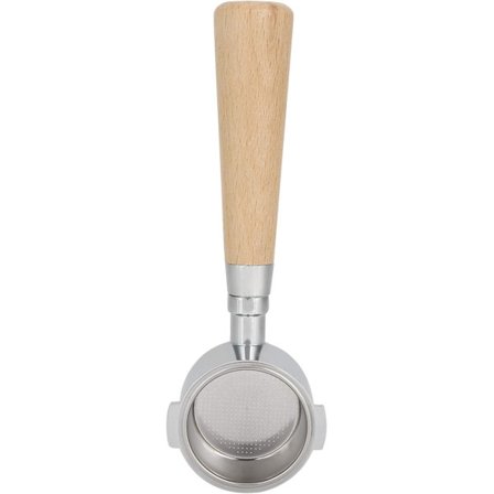 8,3 tum 51 mm Bottenlöst Portafilter - Ersättning för espressomaskin i rostfritt stål med trähandtag och filterkorg, universell passform