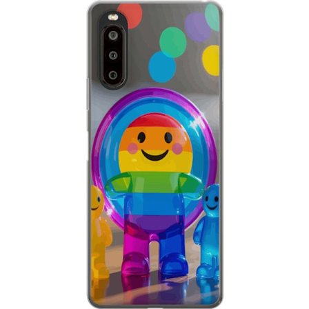 Yhteensopiva Puhelinkuori Sony Xperia 10 II Pastellivärinen yksisarvinen, jolla on sateenkaaren harja ja suuret silmät taianomaisessa talviympärist