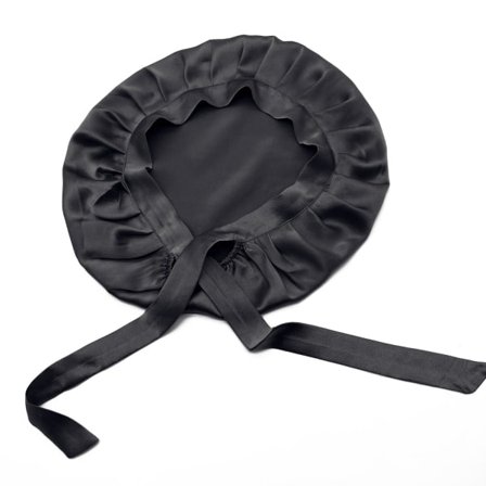 Sovmössa i äkta siden - Skyddar håret när du sover, svart