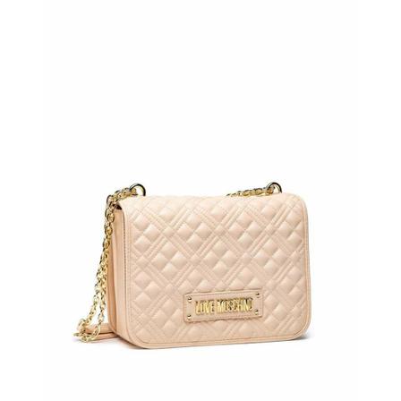 Love Moschino, Quilbed shoulder bag with lettering logo Beige, Dames, Maat:ONE Size