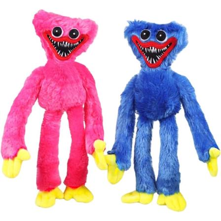 Huggy Wuggy Plussjeleketøy, Myke Plysjdukker Poppy Plussj Horror Spillleketøy til Gave (Blå&Rosa)