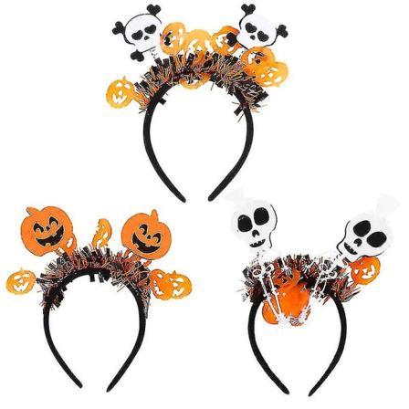 Halloween Pumpkin Pannband Skull Cosplay Hårklämmor (3 Delar)