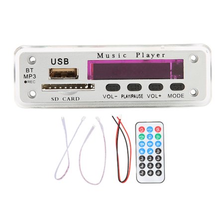 12V Bluetooth 5.0 MP3-dekoderkort med SD-kort USB FM AUX Samtalsinspelning Silver