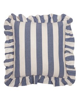 Pudebetræk Amalia stribet med flæse 1-pak Marine