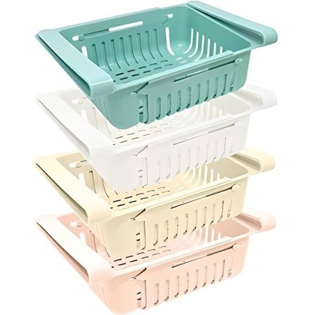 Förvaringslåda kyl - JOEJI'S KITCHEN - Set med 4 - Plast - 20x16x7 cm - Varierande färger