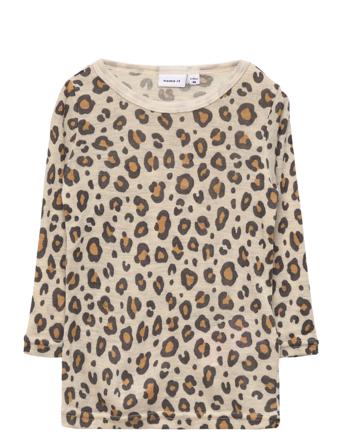 Nmfwang Wool Plain Aop Ls Top Xxii T-shirts Long-sleeved T-shirts Monivärinen/Kuvioitu Name It