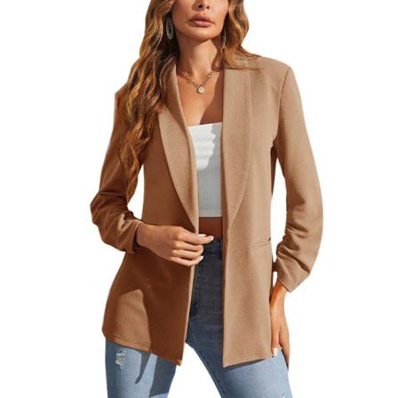 Kvinnor Öppna Front Blazers Sidofickor Cardigan Jacka
