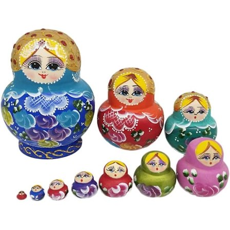 Russiske Nesting Dolls, 10-delt Matryoshka farverig stablelegetøjsdukke