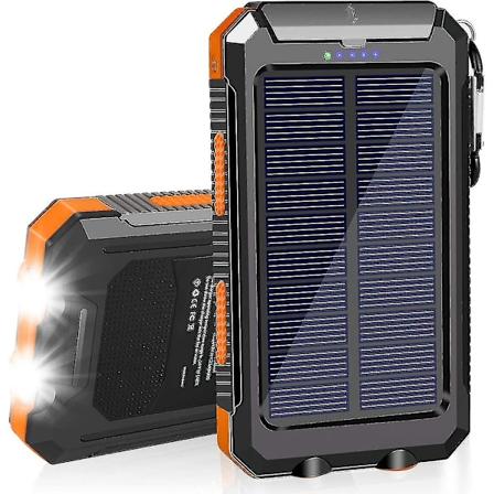 2024, Solcellsladdare 20000mAh Solenergi Powerbank Vattentät Bärbar Laddare med Dubbla 5V USB-portar/LED