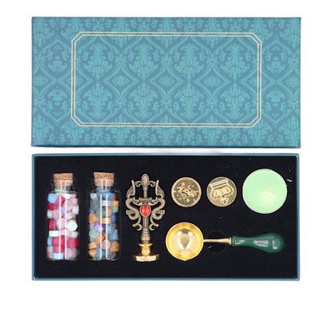 Voksforseglingsstempel-sæt, klart mønster, rige farver, aftageligt, anti-skoldning, vintage voksforseglingssæt med håndtag til DIY-gaver, to drager, 