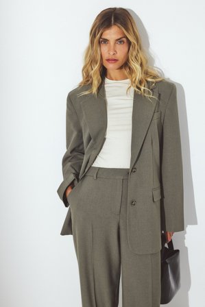 NA-KD Oversized melerad blazer - Figursydd kavaj - Grön - EU 34