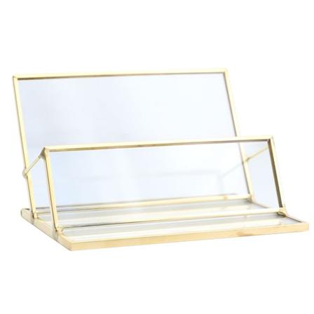 Glas Visittkortsholder Stativ Gull Kontor Visittkortsvisning Visittkort Organizer Oppbevaring, 11*7*6,5 cm