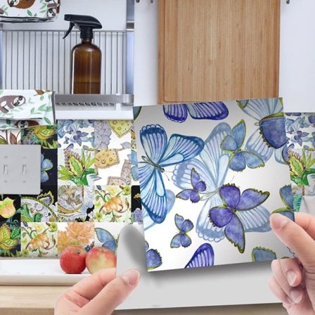 24 sett med gamle veggfliser ---- PVC Vanntett kjøkken, skap, møbler, bord