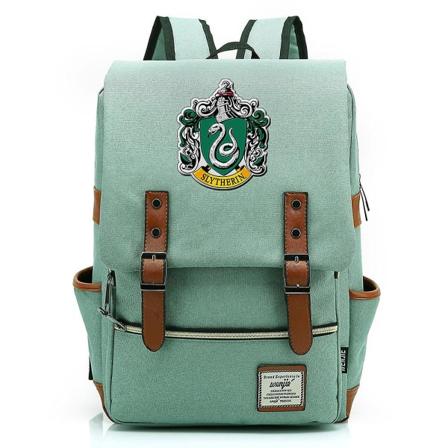 Slytherin School of Witchcraft And Wizardry Printet rygsæk, ungdomsstuderende rygsæk, mænds og kvinders fritidstaske, rejsetaske Green M 14in