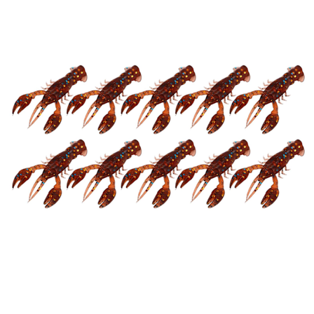 10 stk. bløde fiske lokkemad krebsdyr agn PVC rejer kunstige bløde lokkemad agn til bas fiskeri mørkebrun en pakke med ti