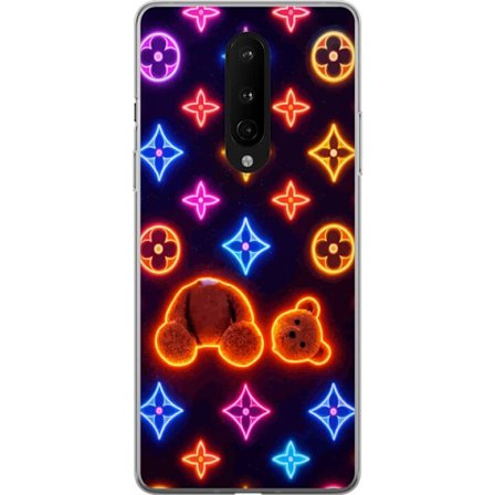 Kompatibelt Mobildeksel til OnePlus OnePlus 8 Neonfarget luksusmønster med en glødende teddybjørn i pop-art-estetikk