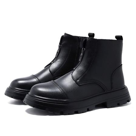 Män Zip Up Vintage Plysch Foder Brittiska Platform Ankel Boots