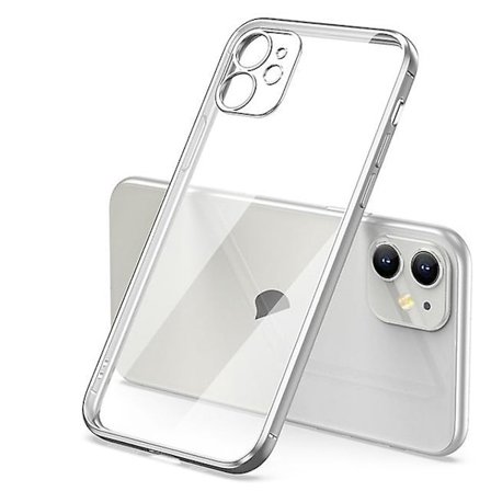 Lyxig pläterad transparent skal för iPhone 8 fyrkantig ram silikon genomskinlig baksida skal