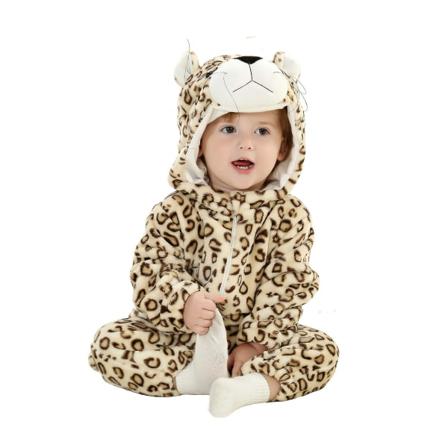 Baby Dinosaur Kostym Barn Söt Hoodie Jumpsuit Halloween Leopard 6-12 Months