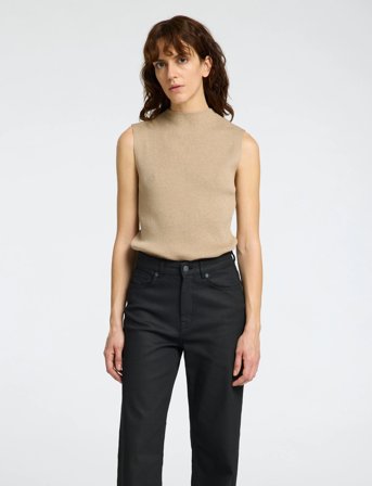 Selected Slflura Lurex Sl Knit High Neck - Beige - M