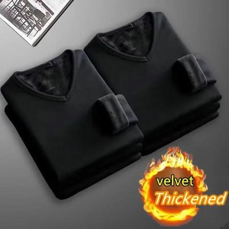 Vinter Termisk Underkläder 2-Delar Sammet Långärmad T-shirt Herrar Fleece Sport Topp Tjockad Thermo Kläder Bekväm Varm Topp set17 XXL 60-70KG