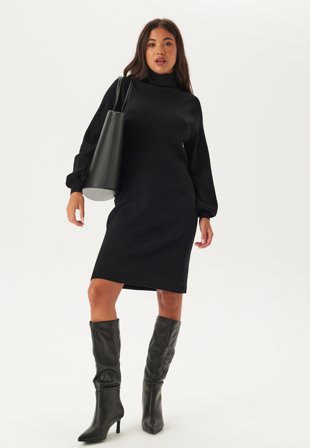 VILA - Viostria Roll Neck L/S KNIT DR - Black Beauty - Kläder - - Bubbleroom