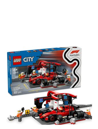 F1 -Pitstop Og Pitcrew Med Ferrari-Bil Patterned LEGO