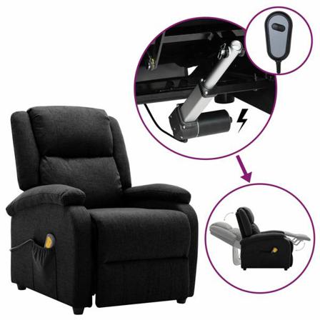Vidaxl Elektrisk Massagefåtölj Svart Tyg Svart