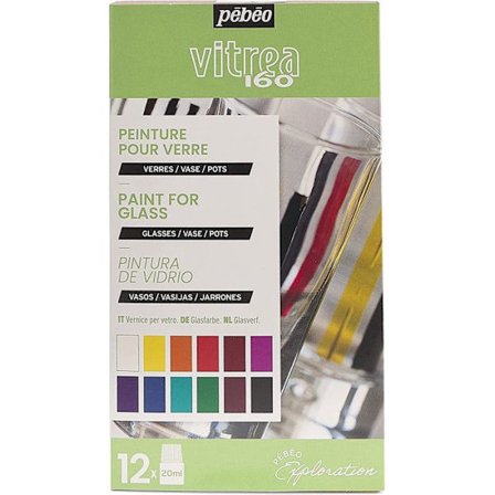 Maleræske - PEBEO - Vitrea 160 - 12 glas à 20 ml - Maleri på glas - Let DIY