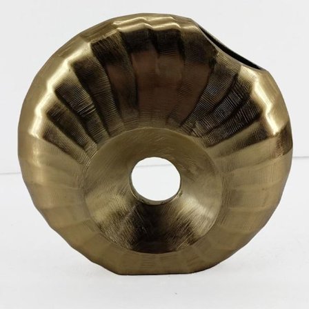 Kultainen alumiinimaljakko, 30x8x28cm, veistoksellinen muotoilu