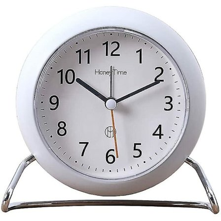 10 cm pyöreä hiljainen herätyskello, paristokäyttöinen, valaistusominaisuus