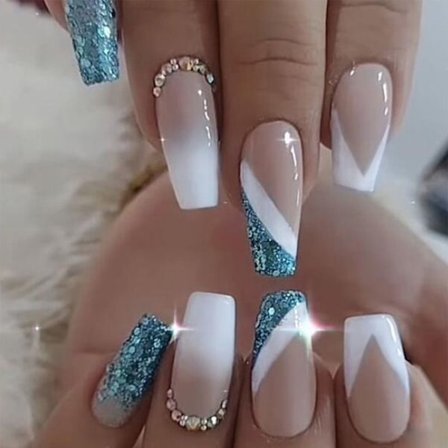 Franske Falske Negle Ballerina Falske Negle Tryk På Negle