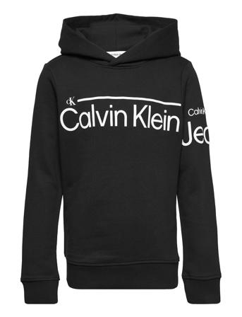 Institutional Lined Logo Hoodie Hoodie Trøje Sort Calvin Klein
